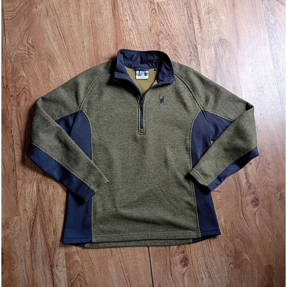 Spyder 1/4 Zip Pullover Mens XL Olive Green Fleece